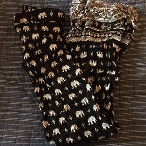 Black and white womens elephant pants